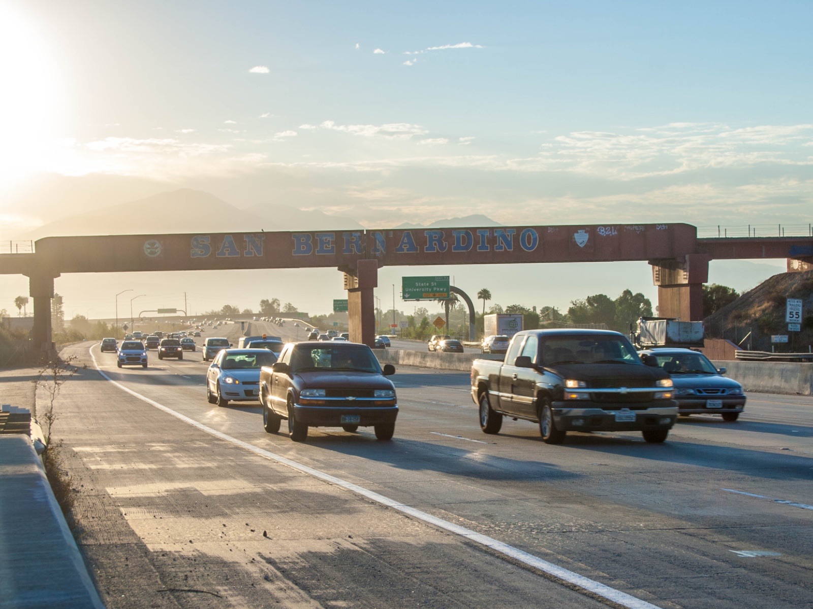 Interstate 210 westbound near State Street in San Bernardino, California